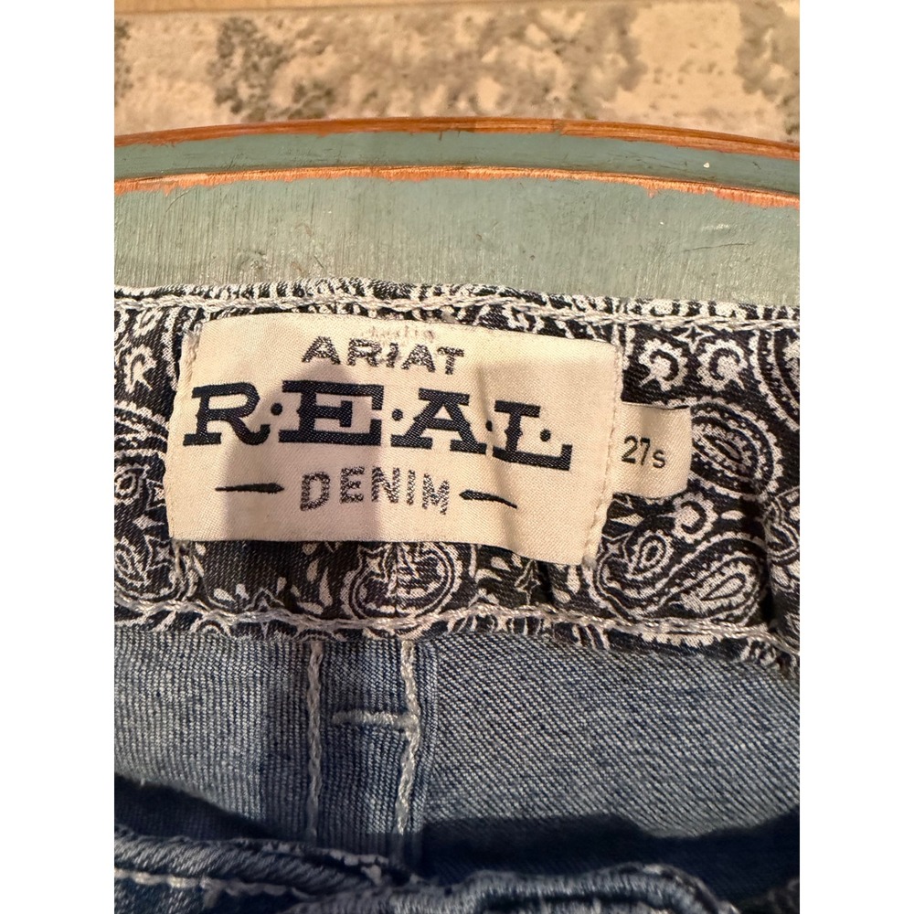 Ariat Real Straight Icon Jeans Rainstorm Blue Denim 27S AW6510D Western Womens - Picture 2 of 8